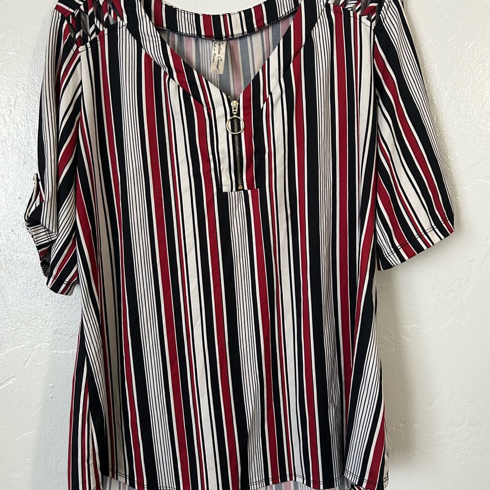Striped V-Neck Women's Top